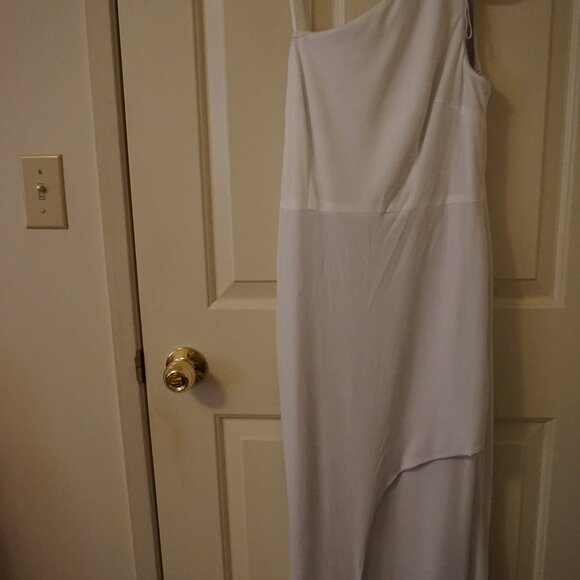 New Aidan Mattox Silver One Shoulder Formal Gown Size 2 - Picture 11 of 12